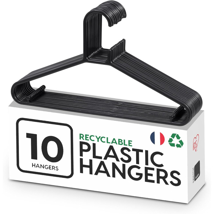 Набір з 30 чорних вішалок для одягу Iris Ohyama CHM-39, 39 см, міцний пластик