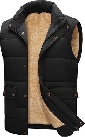 Чоловіча зимова жилетка Xnova з термопідкладкою Sherpa: тепла флісова жилетка, без рукавів, для полювання, роботи та активного відпочинку. Чорний колір, розмір M