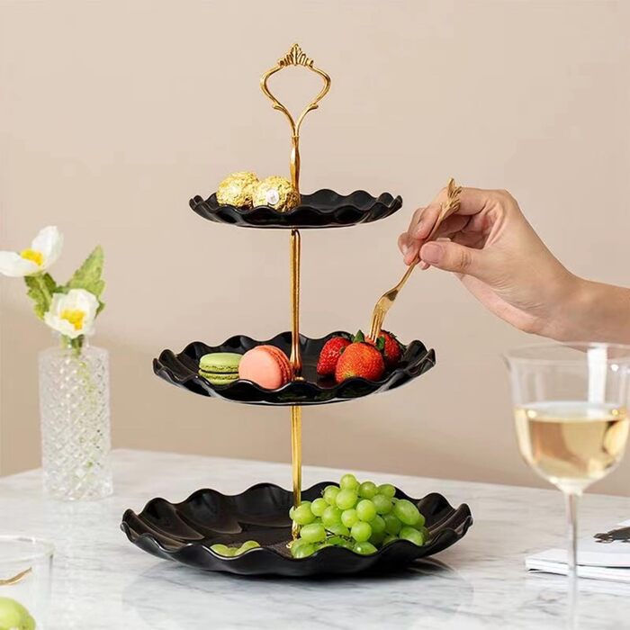 Чотирирівнева стійка для тістечок та капкейків Wagoodter, чорна. Ідеально для вечірок, свят та декору