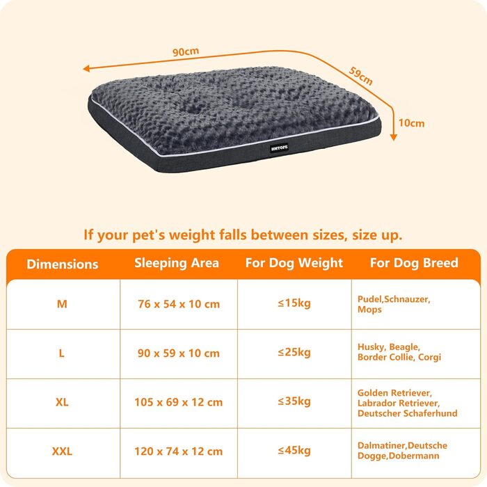 Ортопедичний лежак для собак, двоярусний килимок для собак, зручний лежак для собак, знімний кошик для собак, 90 см для собак маленьких та середніх порід, темно-сірий, розмір L 89 x 59 x 10 см