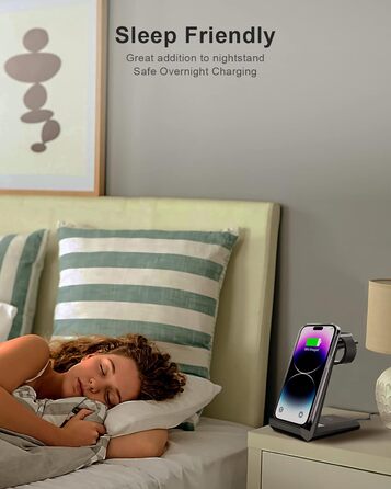 Бездротова зарядка 3-в-1 для Apple Watch, iPhone та AirPods Pro (білий/чорний)