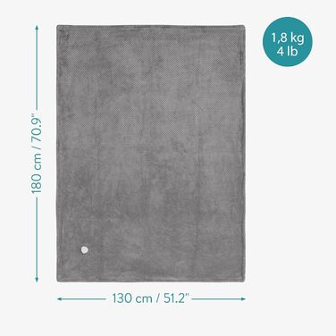 Електрична ковдра Navaris XXL з підігрівом 180x130 см, 3 режими, автовимкнення, пральна - м'яка, темно-сіра