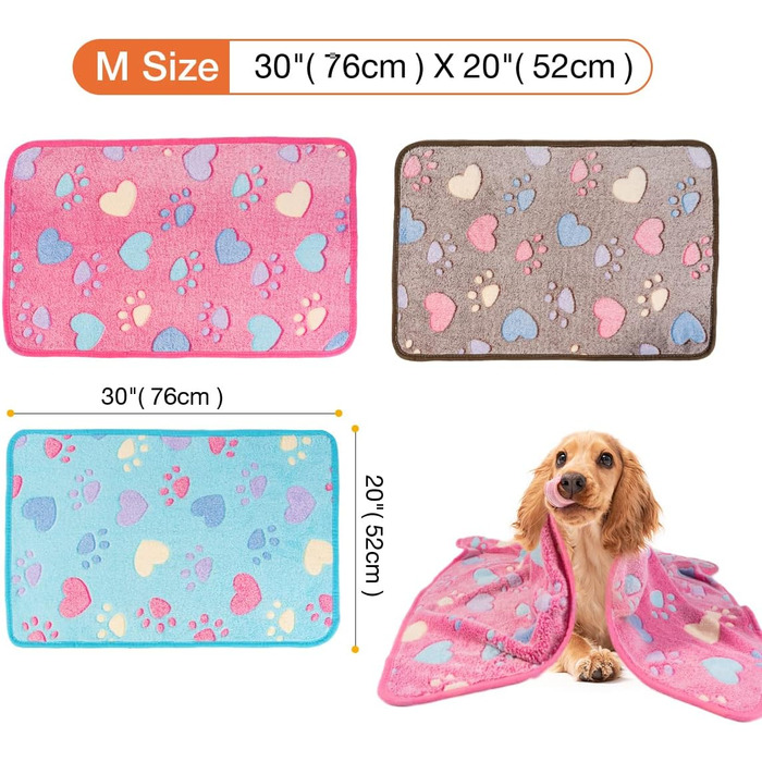 М'яка ковдра для собак та котів, 3 шт. Тепла флісова ковдра для маленьких та середніх собак (серце)
