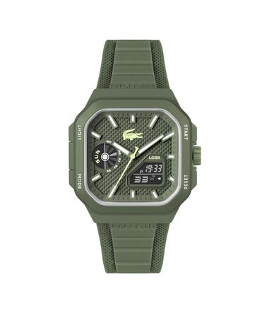 Годинник Lacoste LC33 Square силіконовий, зелений - кварцовий механізм