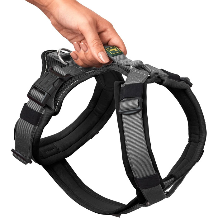 Нашийник для собак HUNTER Hundegeschirr Maldon UP, чорний/сірий, XS: м'який, комфортний, з 3M Scotchlite, регулюється