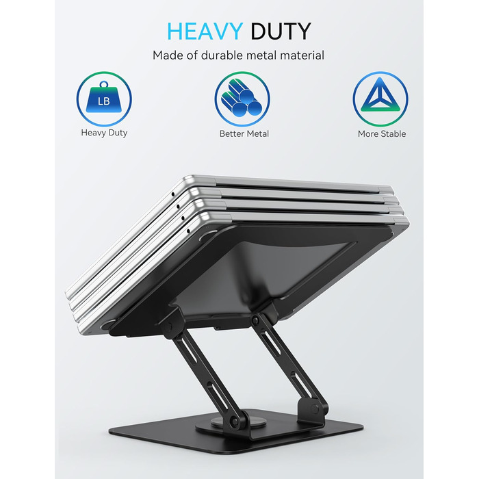 Підставка для ноутбука Soundance: регульована висота, 360° обертання, для екранів 10-15.6 дюймів, чорний A-Black