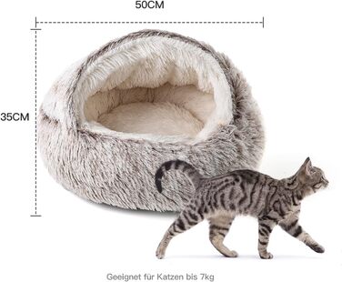 CATISM Cat Bed, Fluffy Cat Blanket, 50cm Cozy Cat Bed for Large Cats/Kittens Washable Snuggle Dog Bed/Dog House Soft Comfortable Coffee
