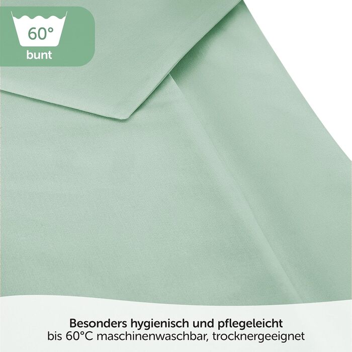 Набір постільної білизни для дитячого ліжечка MAKIAN для малюків, 100x135 см, 40x60 см | 100% бавовна, дихаюча, легка у догляді | З готельними застібками, сертифікат Oeko-Tex (Колір: Айсис-зелений)