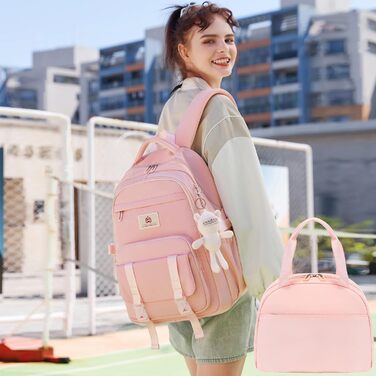 Стильний рюкзак для підлітка, дівчини, студентки: великий, 39.6 см (15.6 дюймів), антикрадійний, рожевий (L)