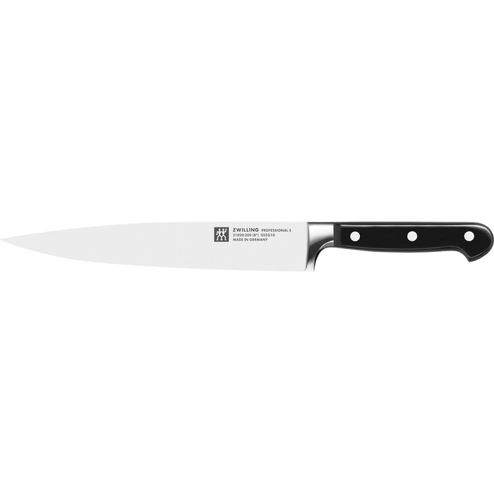 Набір ножів ZWILLING Professional S 8 предметів з дерев'яним блоком, Ніж, Точилка, Ножиці, Нержавіюча сталь, Ручки з нержавіючої сталі з заклепками, Чорний, Зроблено в Німеччині