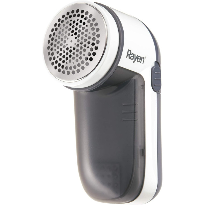 Електричний прибирач для одягу Rayen, білий/сірий, для всіх типів тканини, з батарейками, захисний ковпачок ABS, 13 x 6,8 x 5,8 см