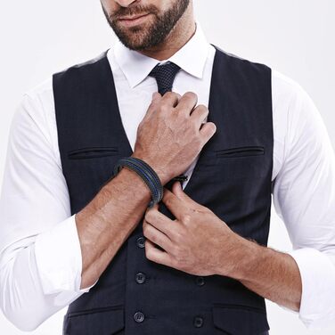 Чоловічий шкіряний браслет, чорний, коричневий, синій, плетіння, 21 см, подарунок для чоловіків, День батька D1