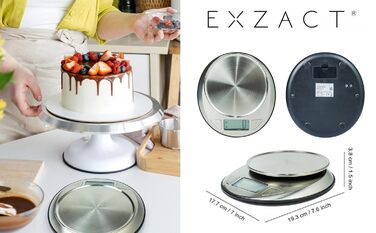 Електронна кухонна вага EXZACT з нержавіючої сталі з мискою для приготування їжі та випічки, функція тарування, максимальна вага 5 кг (EX4362)