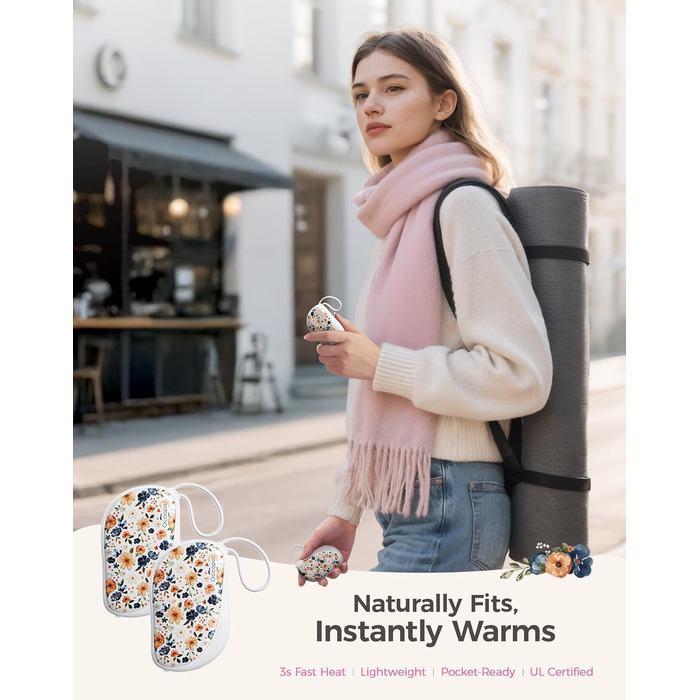 Електричні грілки для рук Ocoopa 2 шт., багаторазові 4000mAh, подарунок на Новий Рік для жінок, тонкі 1.5 см, підходять у рукавички та сумки, зимова необхідність, лімітована серія Ocoopa x Wiesengeflüster