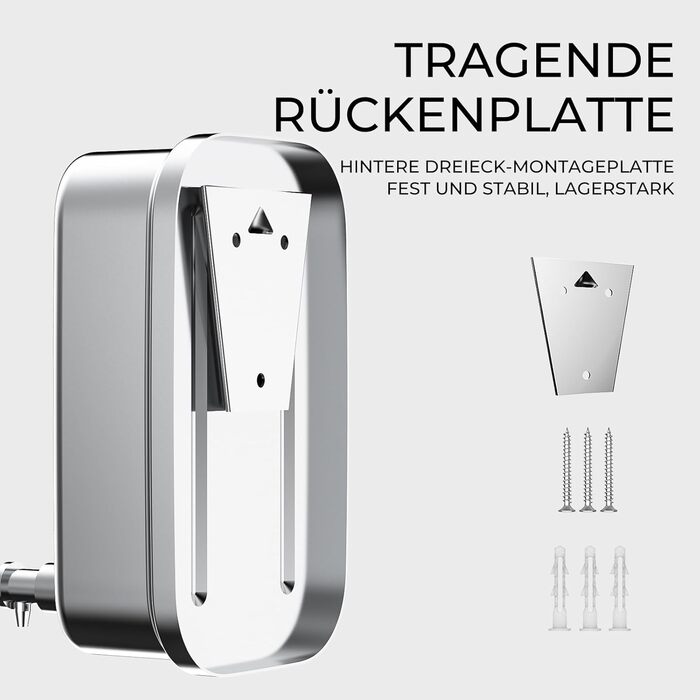 Stainless Steel Wall Mounted Soap Dispenser - 800ml, Hygienic Push Top, Rust-Resistant & Drip-Proof