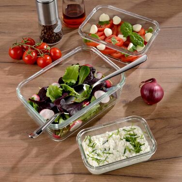 Набір контейнерів для зберігання Silit Storio (3 шт.), скляні з кришкою, герметичні, придатні для миття в посудомийній машині, для мікрохвильової печі та духовки (без кришки)