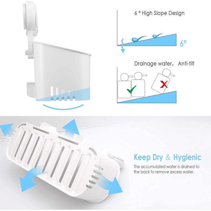 ilikable Shower Shelf WITHOUT DRILLING, Shower Basket with Strong Suction Cup, 1000 Times Reusable Storage Shelf for Shower, Max 10 KG Bathroom Shelf