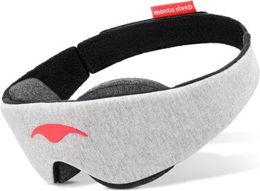 Маска для сну Manta Sleep – максимальна затемненість, регульовані подушечки, комфортна для тих, хто спить на боці, сіра, 1 шт.