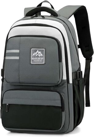 Шкільний рюкзак для підлітків, хлопчиків, водонепроникний, сірий. Ідеально для школи, коледжу, роботи.