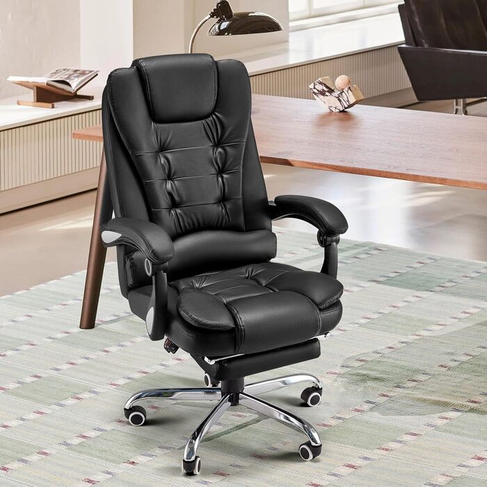 Крісло YODOLLA для офісу, 200 кг, ергономічне, з регульованою спинкою, комп'ютерне, з підніжкою, чорне