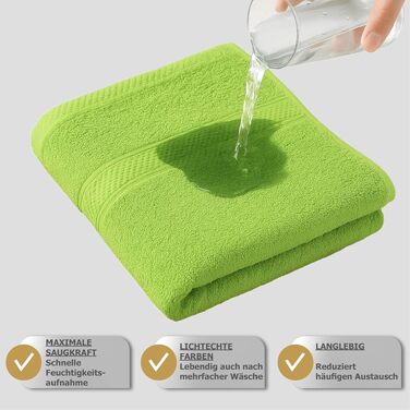 Набір рушників для рук Class Home Collection Ftee, 100% бавовна, м'які та гігроскопічні, з петелькою для підвішування, яблучно-зелені, 30x50 см, 10 шт.