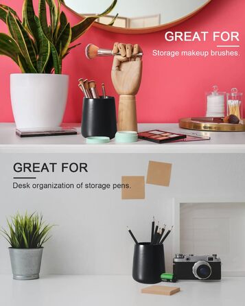 Toothbrush Holder, Matte Black, 2 Pieces, Ceramic Toothbrush Holder, Toothbrush and Toothpaste Organizer for Bathroom, Home Decoration, Countertop, Dresser