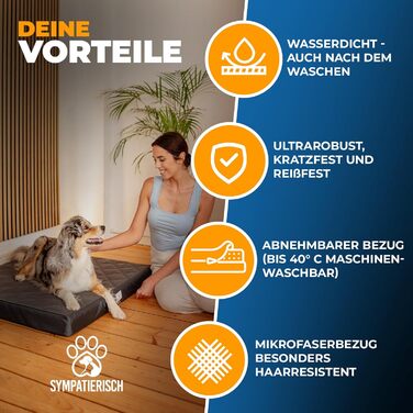 Orthopedic Dog Bed [Waterproof] - Your furry friend's new favorite dog bed, Non-slip dog cushion, dog basket, dog crate, washable cover | Small to large dogs | 90x80x8 cm