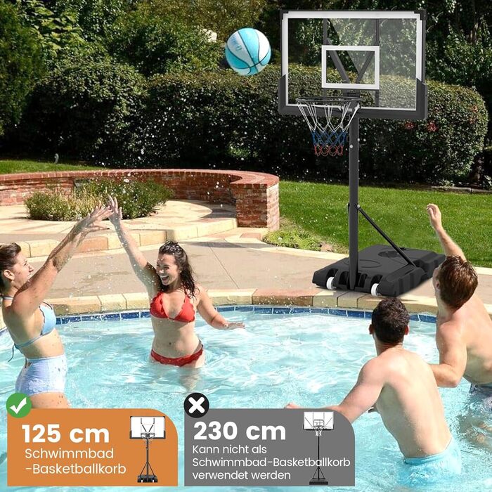 COSTWAY Adjustable Height Basketball Hoop System - Outdoor Mobile Basketball Stand with Wheels & Weight Bag (125-305cm)