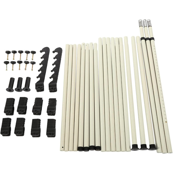 Telescopic Wardrobe System, Clothes Rail System, Shelf System, Clothes Rack with 3 Rails, 4 Crossbars and 2 Wide Hooks for Home and Retail Clothing Stores, 153-272x281-329cm