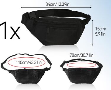 Чоловіча/Жіноча поясна сумка на пояс, шкіряна, водонепроникна, для спорту, подорожей та активного відпочинку (чорна)