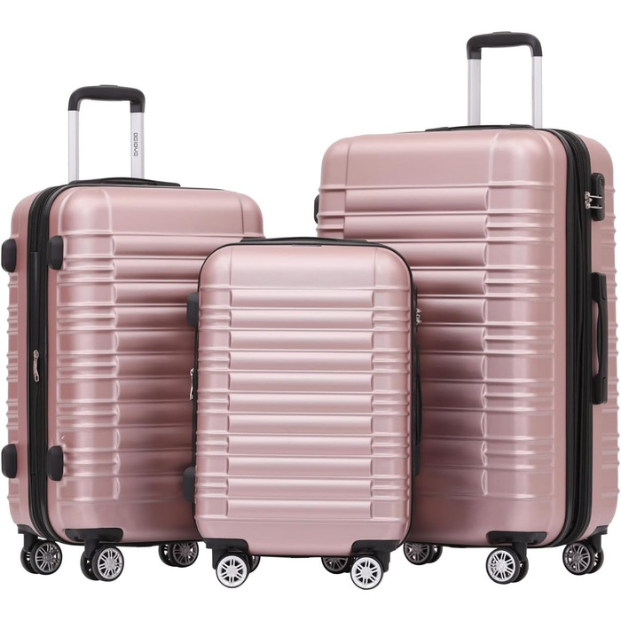 Чохол-валіза Beibye для подорожей, набір (кофе, рожеве золото)