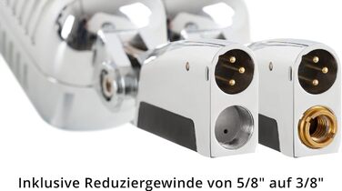 Pronomic DM-66S: Комплект динамічних мікрофонів – мікрофон для вокалу, мовлення, Rockabilly дизайн, зі штативом та XLR-кабелем, сріблястий/білий