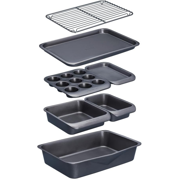 Набір форм для випічки MasterClass Smart Space Stacking Antihaft, 7 шт., сірий. Набір для випічки та запікання