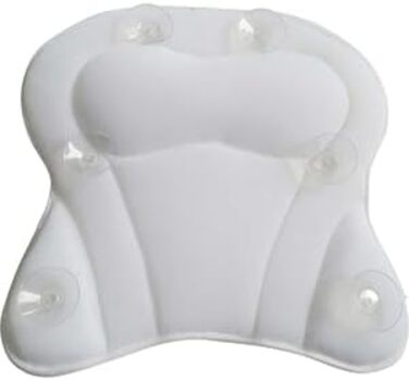Penelife Bathtub Pillow with 6 Suction Cups - Ergonomic Bath Pillow with 4D Air Mesh Technology - Neck Pillow for Optimal Relaxation - White Bathtub Cushion