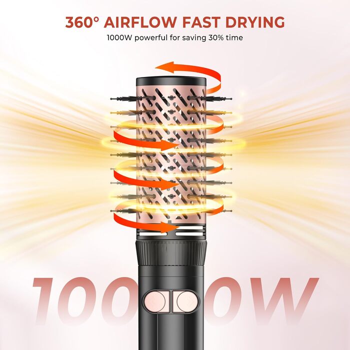 Мультистайлер для волосся 5 в 1: фен-щітка, плойка, об'єм, локони, 1000W, золото