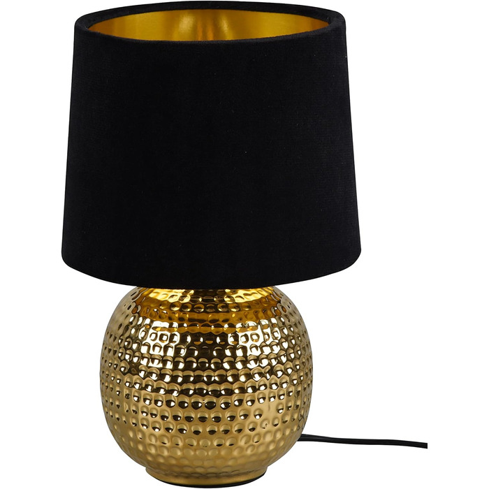 Настільна лампа Reality Leuchten Sophia, кераміка, золото, абажур з тканини (зелений/чорний), E14, 16 см