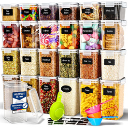 Набір контейнерів для зберігання Deco haus® з кришкою (24 шт.) - для кухні, продуктів, круп, борошна