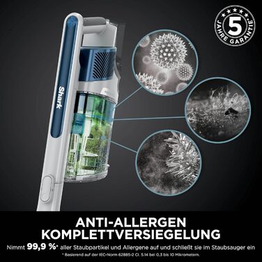 Пилгопоглинач Shark PowerPro IZ380EU: акумуляторний, бездротовий, для тварин, алергіків, з LED-підсвічуванням та гнучким гофрованим всмоктувальним трубою, Navy Blue Metallic