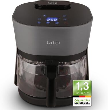 Аерофритюрниця Lauben Glass&Steam 4500BG з пароваркою, скляний кошик, 8 програм, ручне регулювання часу і температури, об'єм 4,5 л, мийка в посудомийній машині