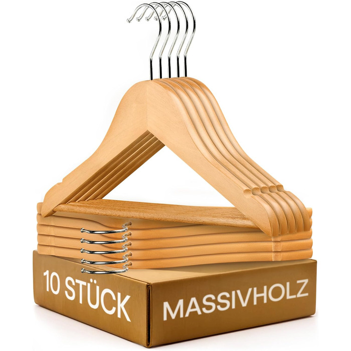 Дерев'яні вішалки для дитячого одягу з гачком, поворотні на 360° - набір 10 шт. - Міцне букове дерево з сертифікацією FSC® - Ідеальний порядок для дитячого одягу