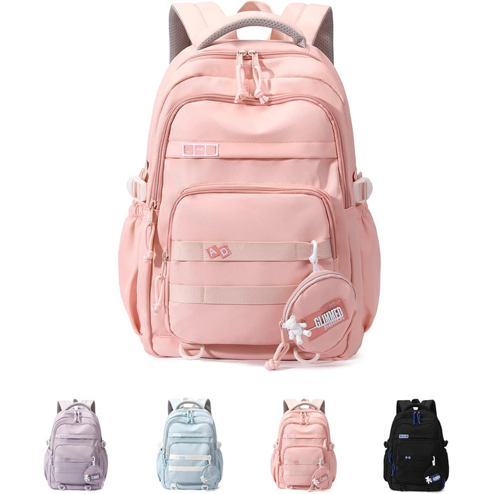 Дитячий рюкзак для школи дівчинки-підлітка, водонепроникний, велика місткість, рожевий
