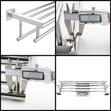 Тримач для рушників SAYAYO настінний, 70 см, з полицею, нержавіюча сталь, для ванної кімнати та кухні