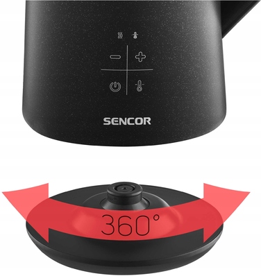 Електричний чайник Sencor SWK0600, 2200 Вт, 1.7 л, з регулюванням температури, чорний