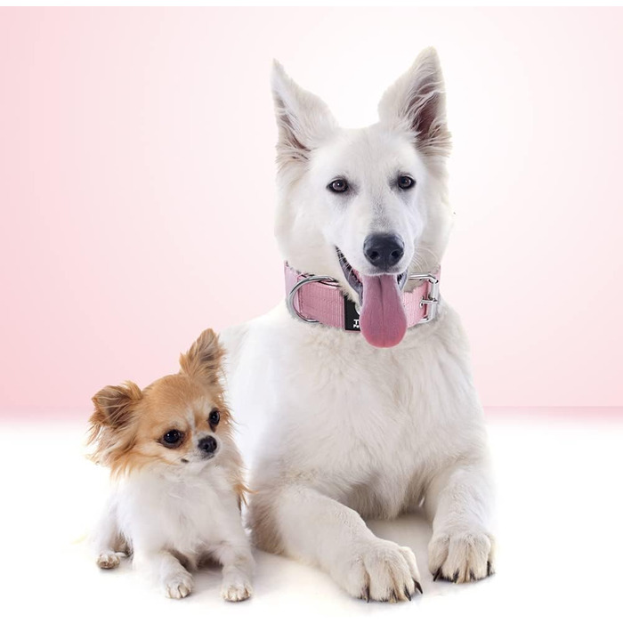 Тактичне обгортання для собак TSPRO, міцне обгортання з металевою застібкою, ширина 3,8 см, регульоване та товсте для середніх та великих собак (Рожевий M), розмір шиї M (регульоване 40-48 см), Рожевий