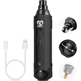 Електричний точило для собачих кігтів Casfuy 6-ступінчате - Безшумний, акумуляторний тример для собак великих, середніх та малих порід (сірий)