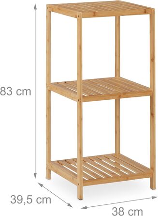 Relaxdays Bamboo Bathroom & Kitchen Shelf, HBT: 162 x 38 x 39.5 cm, Freestanding Shelf with 3 Shelves, Natural