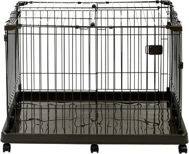 Клітка для собак, котів та кроликів Iris Ohyama, 1.7 м², 8 панелей, WPC-24, чорна, з дверцятами
