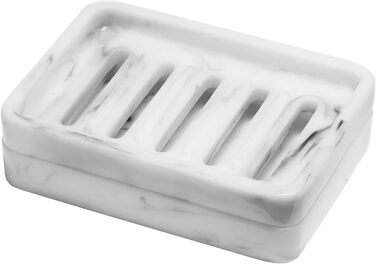 Підставка для мила Shinowa з подвійним шаром та знімним контейнером для води, білий мармур, для ванної кімнати, кухні, душу