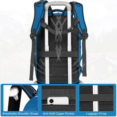 Рюкзак для фотокамери з жорстким корпусом, водонепроникний, ударостійкий, з відділенням для ноутбука 15,6 дюймів та кріпленням для штатива, сумісний з Canon/Nikon/Sony (Блакитний)