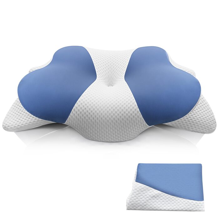 Ортопедична подушка для шиї та плечей: подушка з memory foam для сну на спині, боці та животі. Ергономічна подушка з підтримкою шиї (66 x 40 x 14 см)